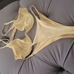 GARAGE banana creme Ribbed underwire bikini Swim Suit